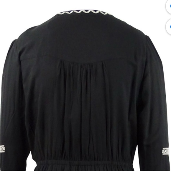 NY Collection Black Embroidered Peasant Bishop Sleeve V-Neck Maxi-Gown - Picture 5 of 5